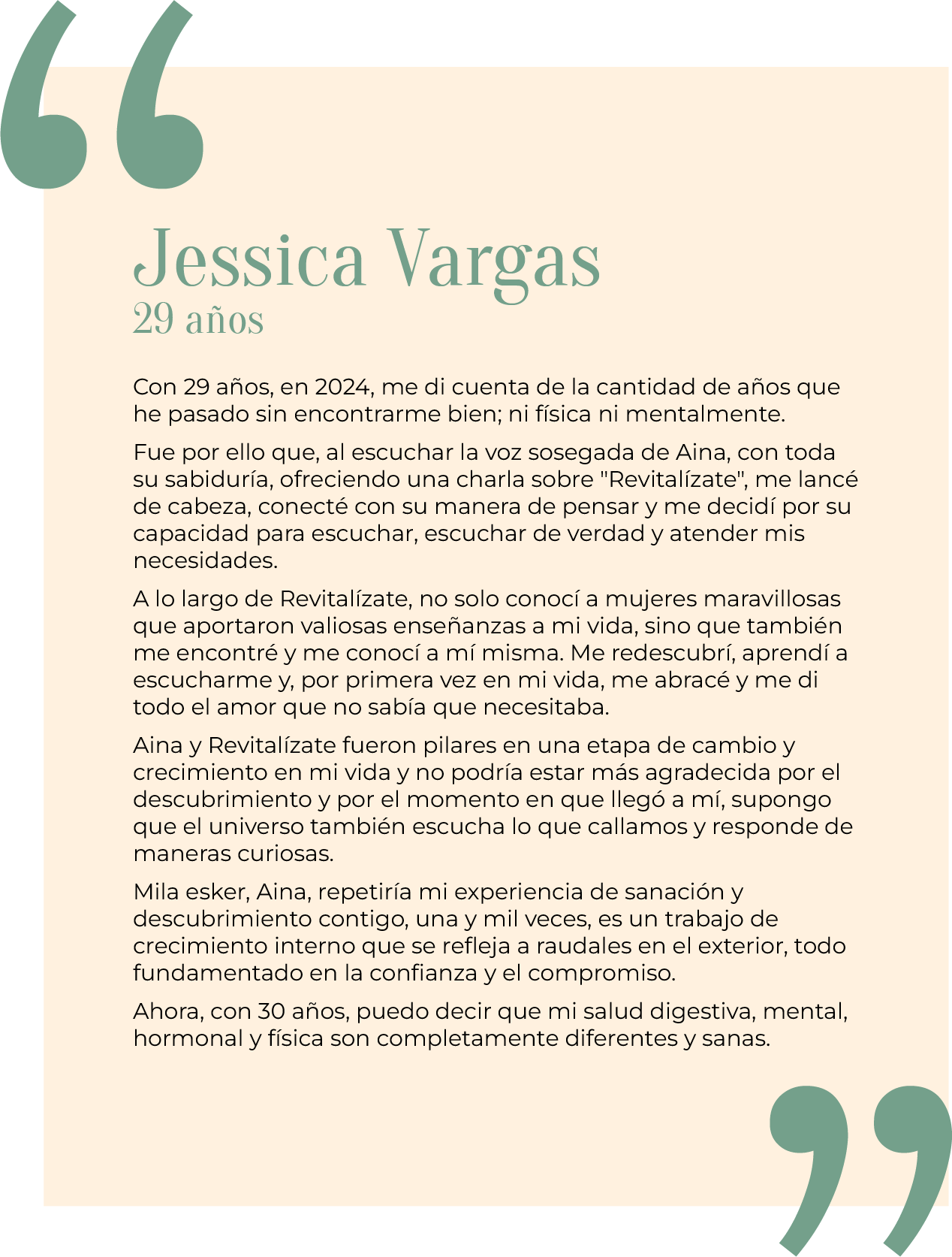 Testimonio de la clienta Jessica Vargas